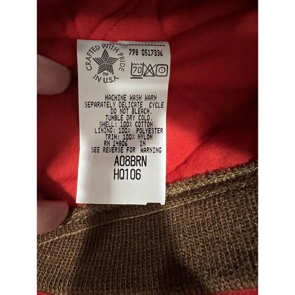 Vintage Carhartt Duck Hood Brown Red Quilt Lined Outdoor Workwear USA Made HQ106 - Picture 5 of 8